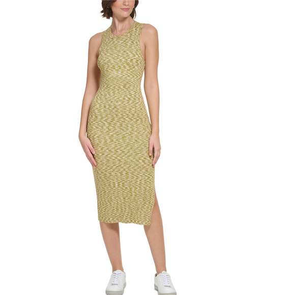 Calvin Klein Jeans Women's Space-Dyed Sleeveless Midi Dress Olive Size XL NWT - Picture 1 of 13